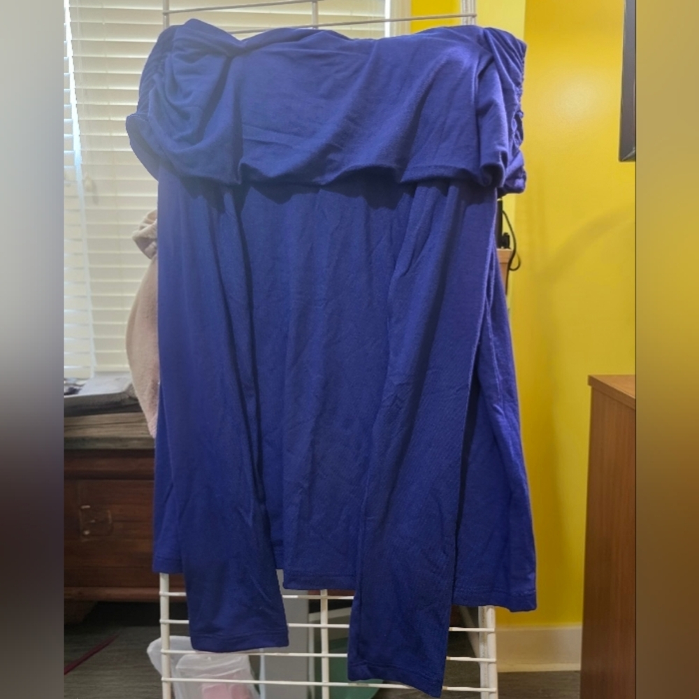 Maurices Royal Blue Draped Off The Shoulder Top